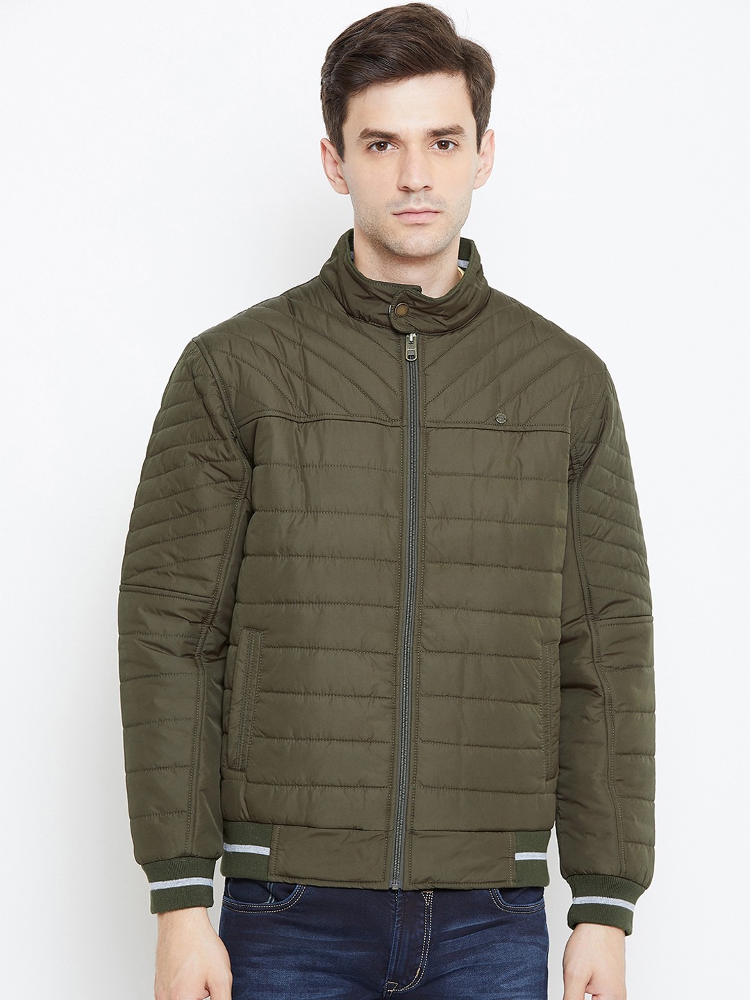 

Duke Men Green Solid Puffer Jacket