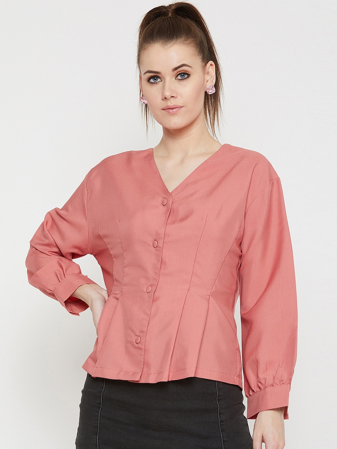 

Carlton London Women Pink Solid Shirt Style Top