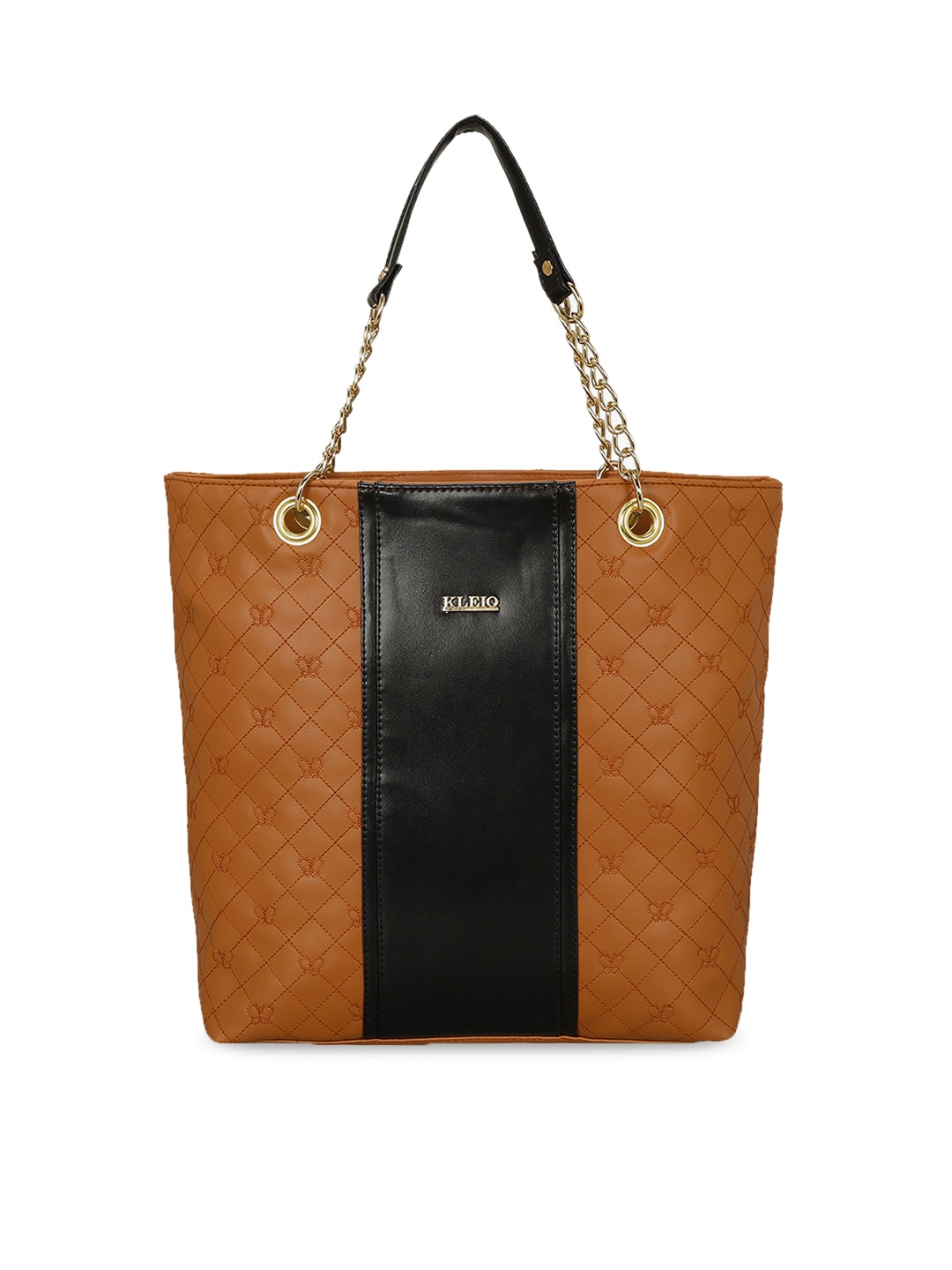 

KLEIO Colourblocked Quilted Tote Bag, Tan