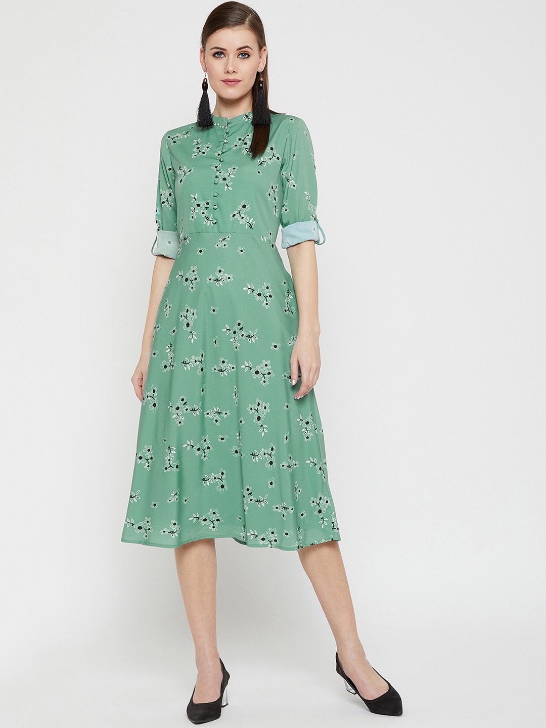 

Carlton London Women Green Printed Shirt Dress