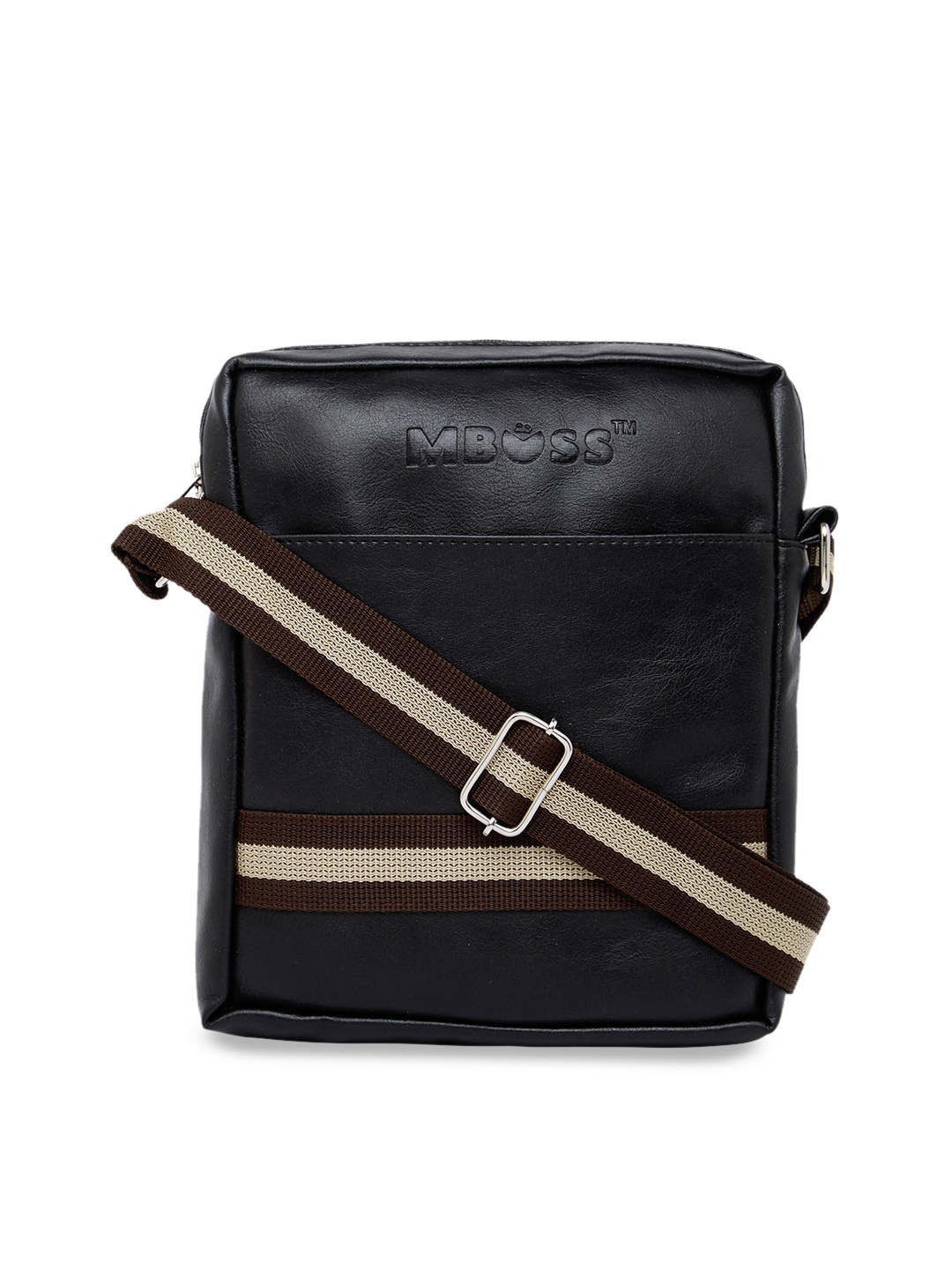 

MBOSS Black Striped Messenger Bag