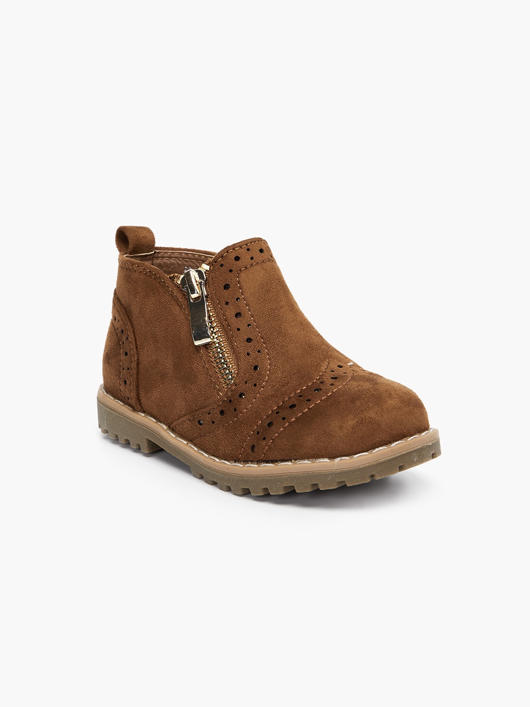 

Fame Forever by Lifestyle Boys Tan Solid Synthetic Patent High-Top Flat Boots