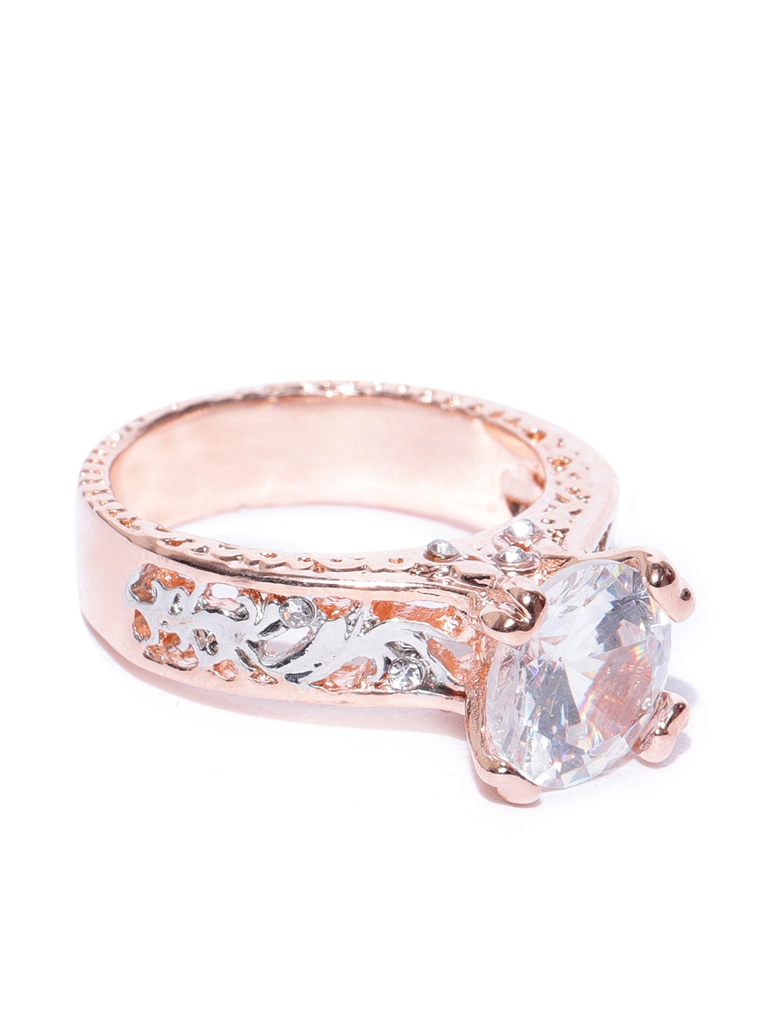 OOMPH Gold-Plated Solitaire Cubic Zirconia Engagement Ring