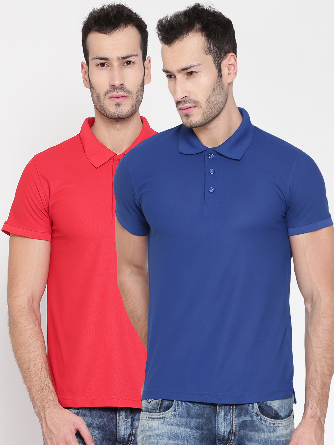

American Crew Men Navy Blue Solid Polo Collar T-shirt