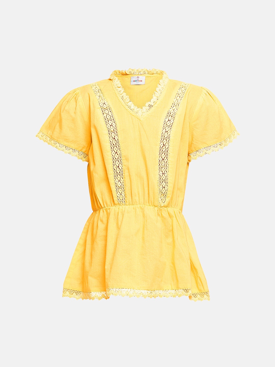 

Oxolloxo Girls Yellow Self Design Peplum Top