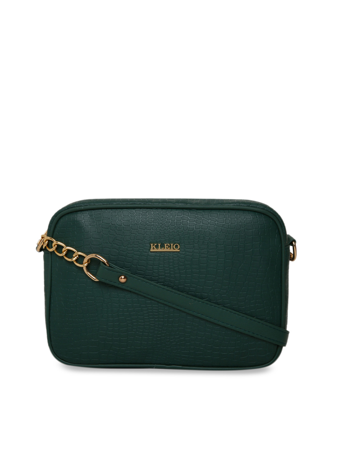 

KLEIO Women Olive Green Crocskin Textured Sling Bag
