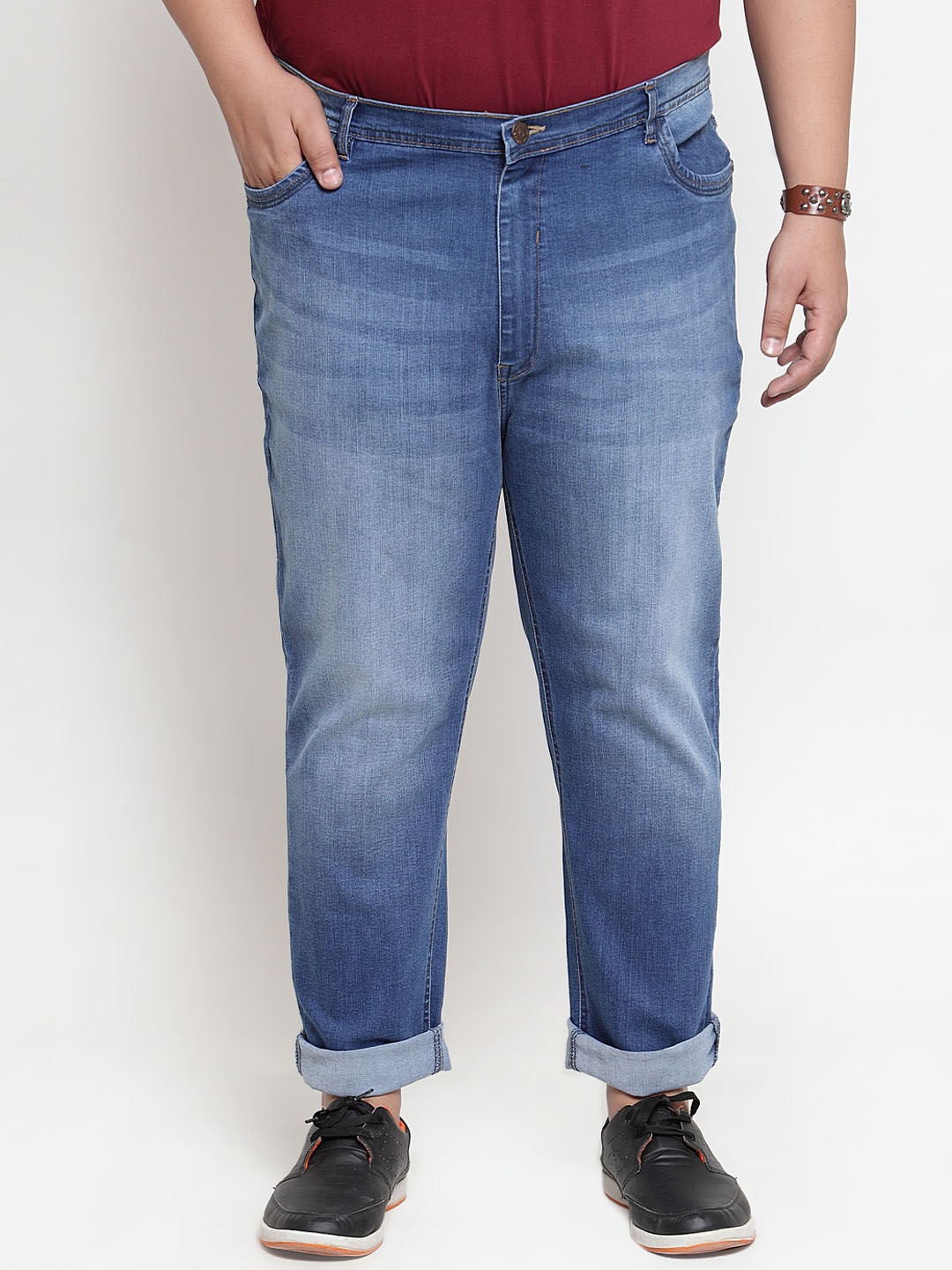 

plusS Men Blue Regular Fit Mid-Rise Clean Look Jeans