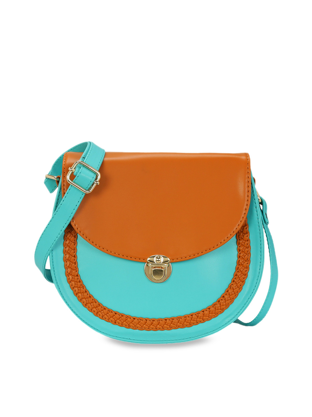 

KLEIO Brown & Green Colourblocked Sling Bag