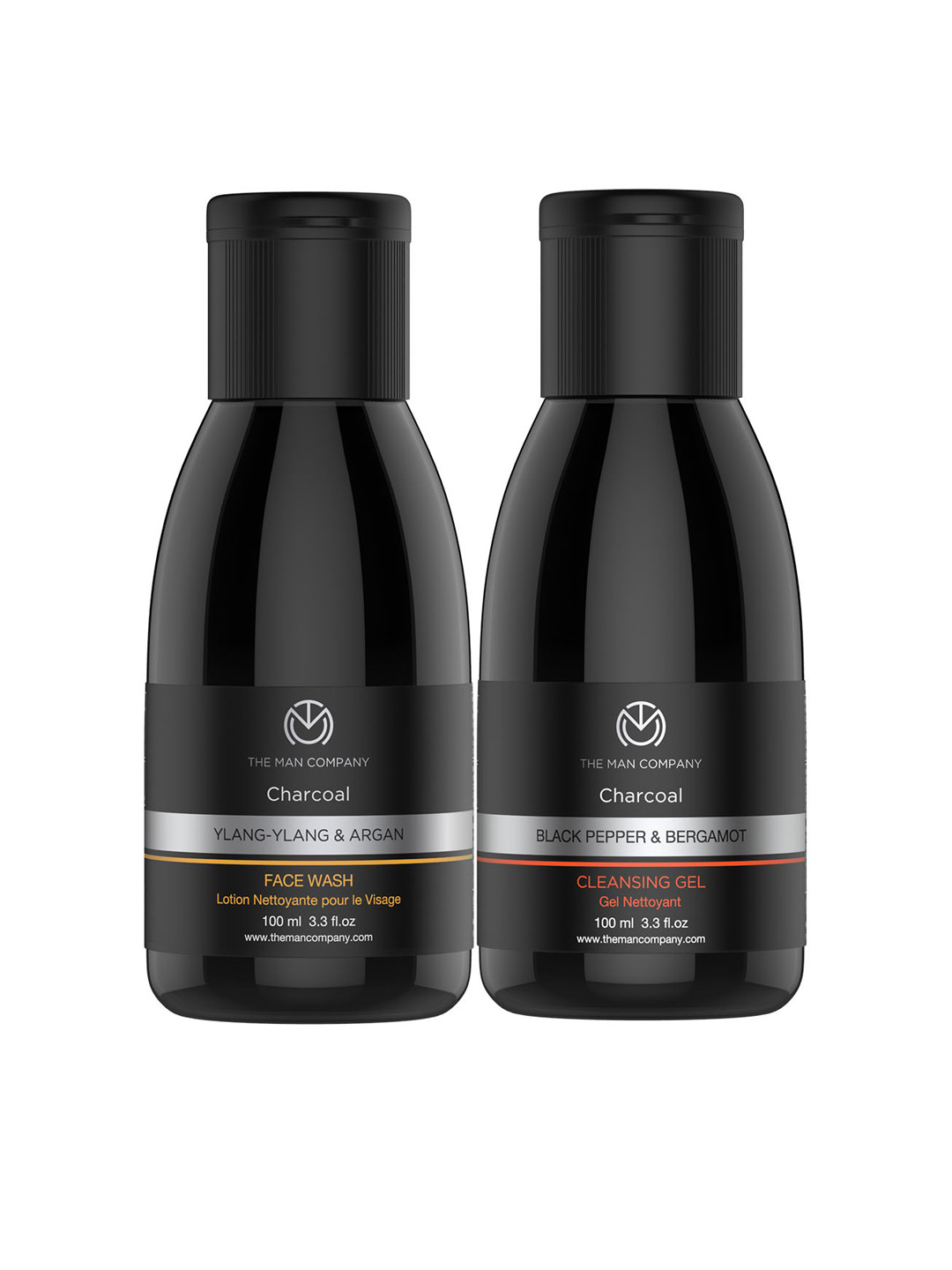 

THE MAN COMPANY Set of 2 Charcoal Face Wash and Cleansing Gel, Black