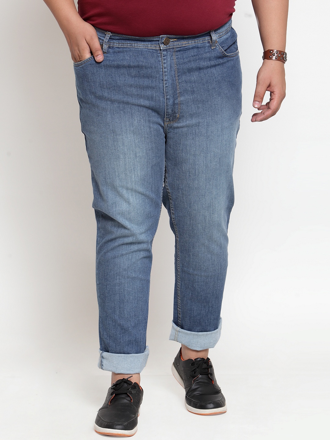 

plusS Men Blue Regular Fit Mid-Rise Clean Look Jeans