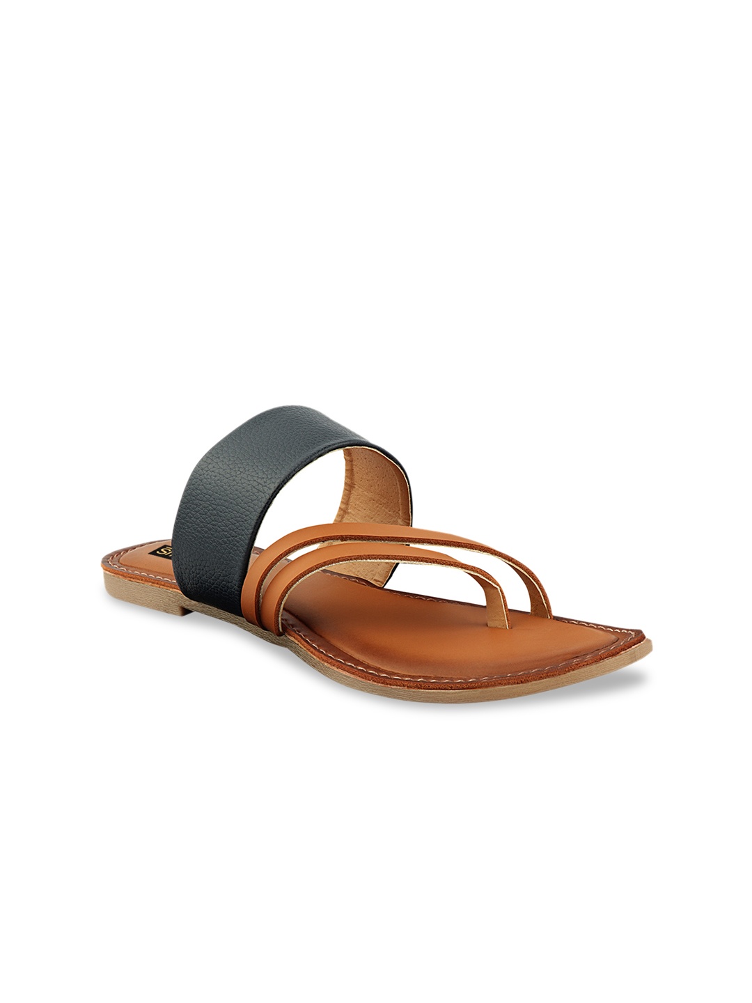 

Shoetopia Women Blue & Brown Colurblocked Open Toe Flats