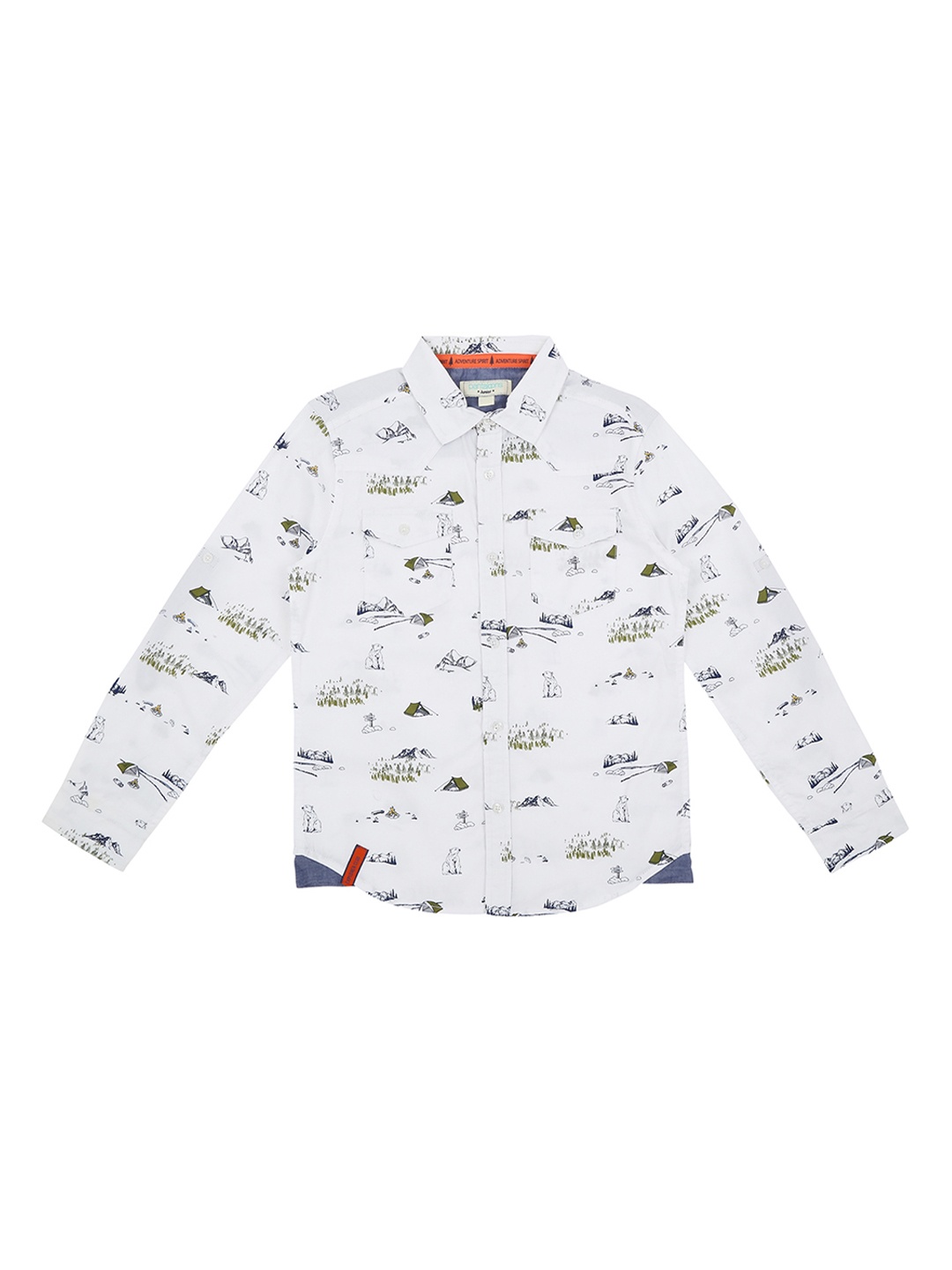 

Pantaloons Junior Boys White Regular Fit Printed Party Shirt