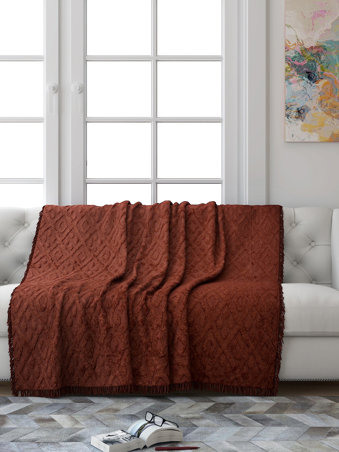 

Saral Home Brown Geometric 3Seater Tufted Sofa Throw