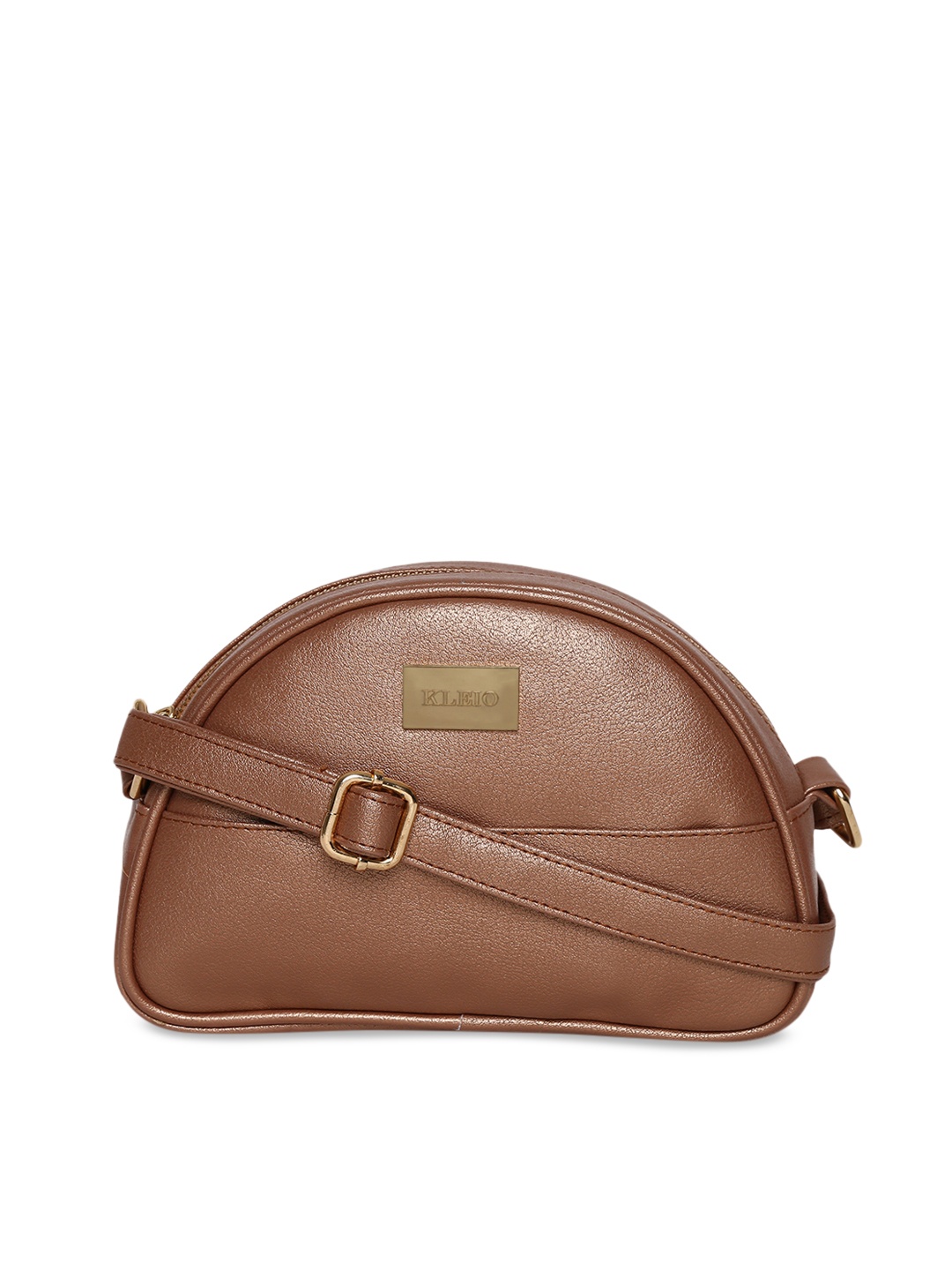 KLEIO Brown Solid Half Moon Sling Bag