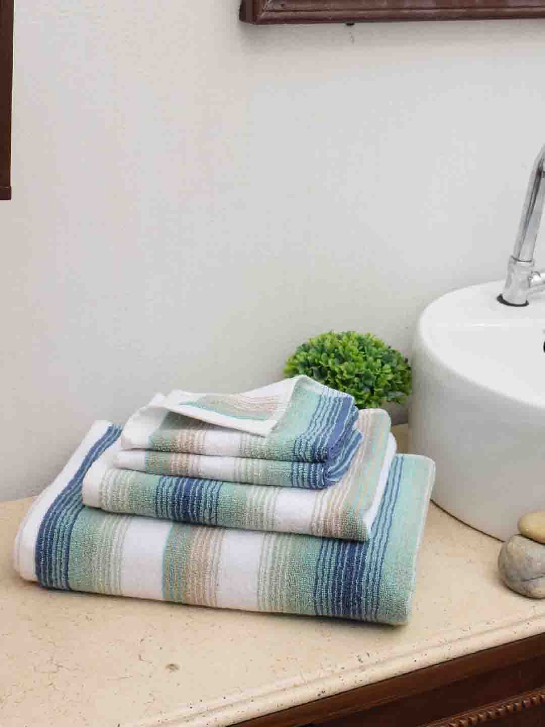 

Avira Home Set of 4 Multicoloured Striped 600 GSM Bath Towels, Multi