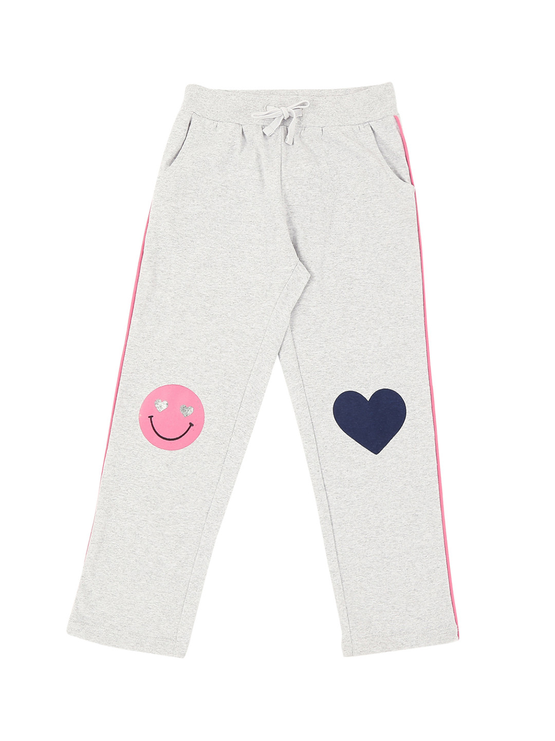 

Pantaloons Junior Girls Grey Melange Printed Slim Fit Track Pants