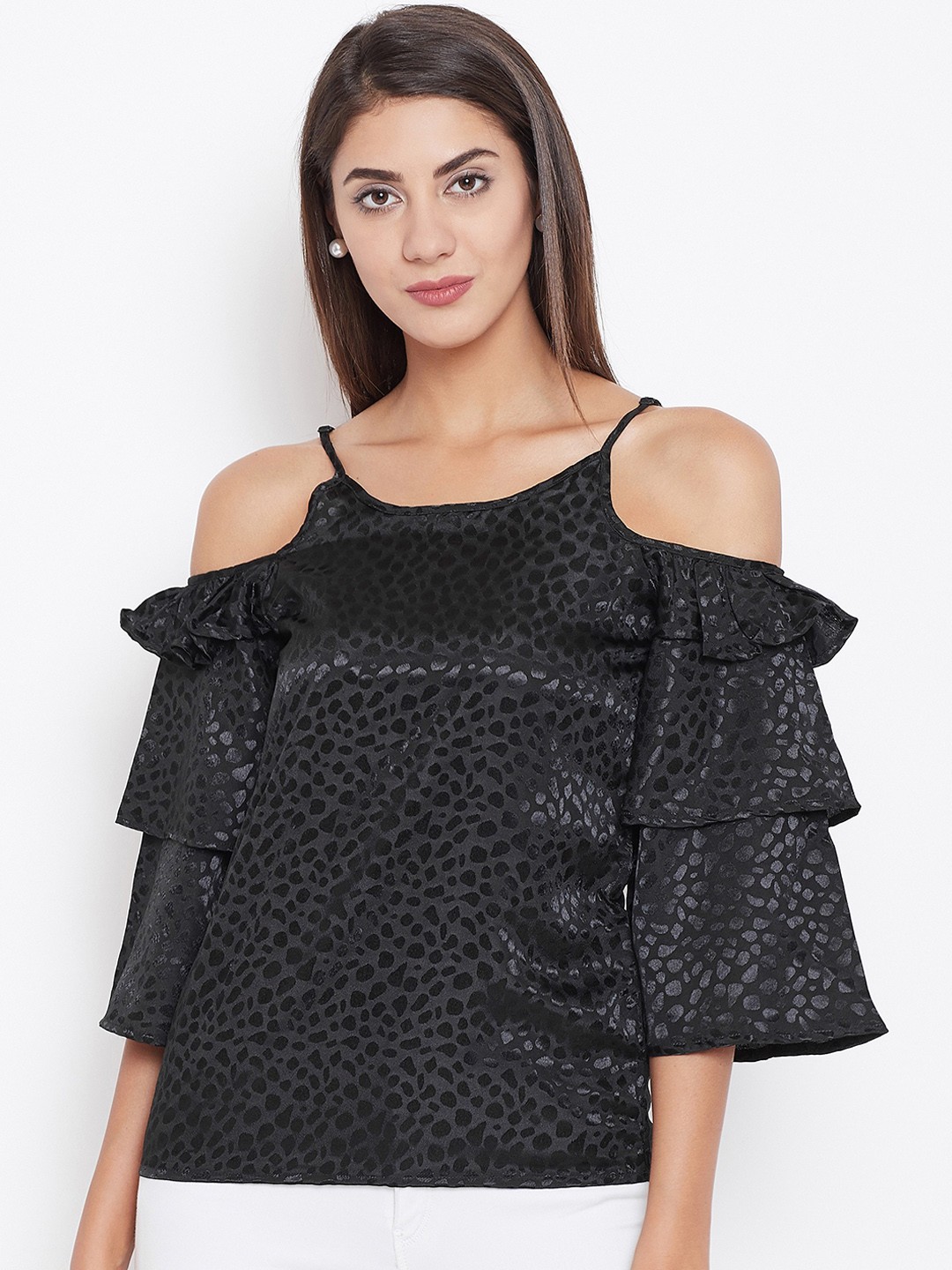 

Ruhaans Women Black Self Design Top