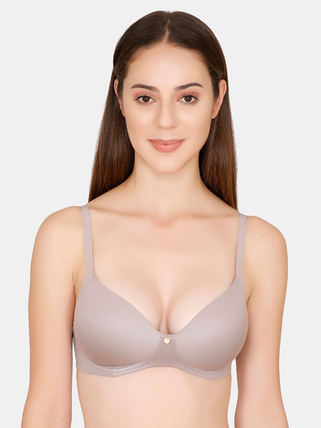 

Zivame Grey Solid Non-Wired Lightly Padded T-shirt Bra ZI1773FASHEPURP