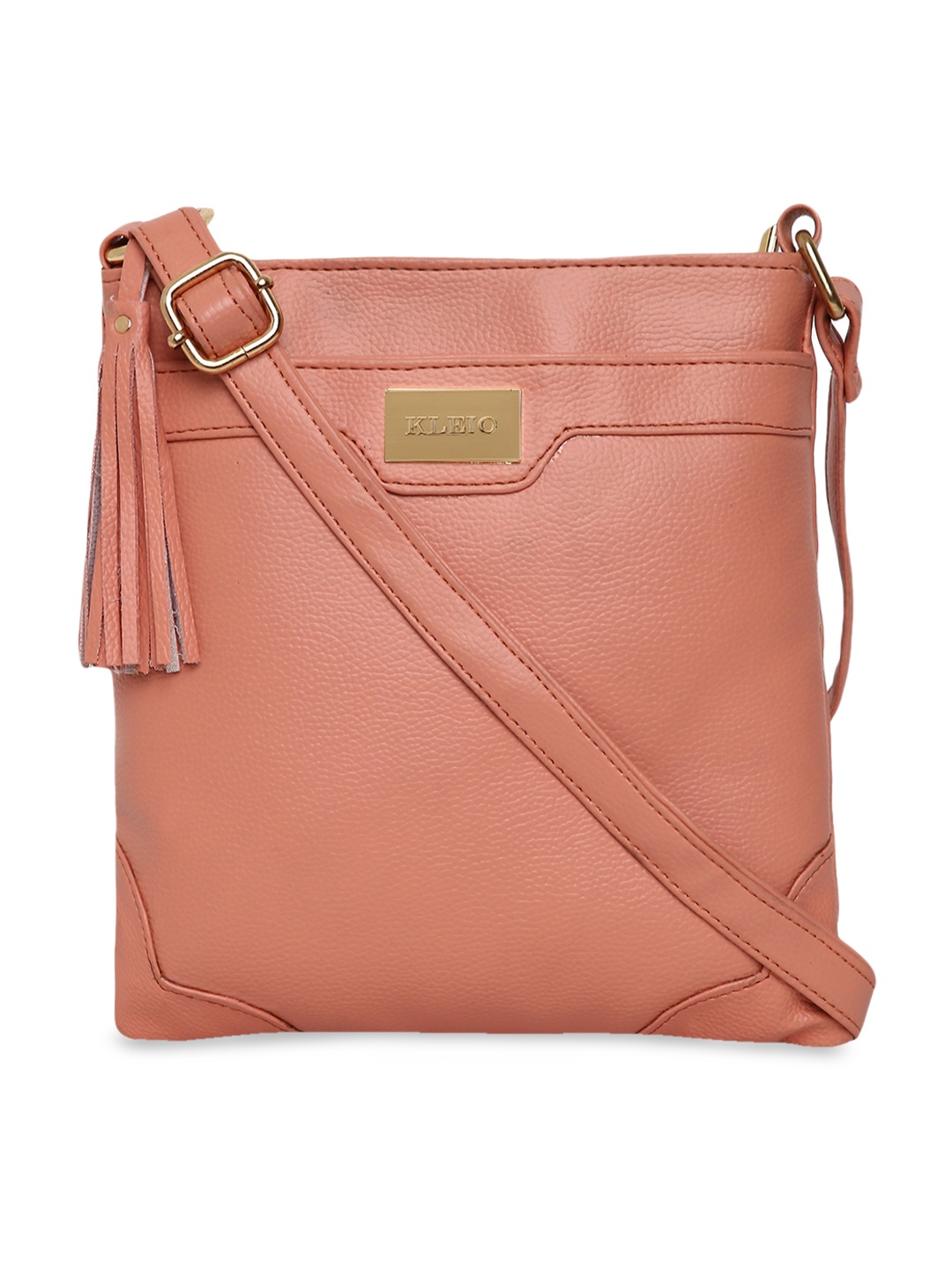 

KLEIO Women Peach-Coloured Multi Compartment Sling Cross Body Bag