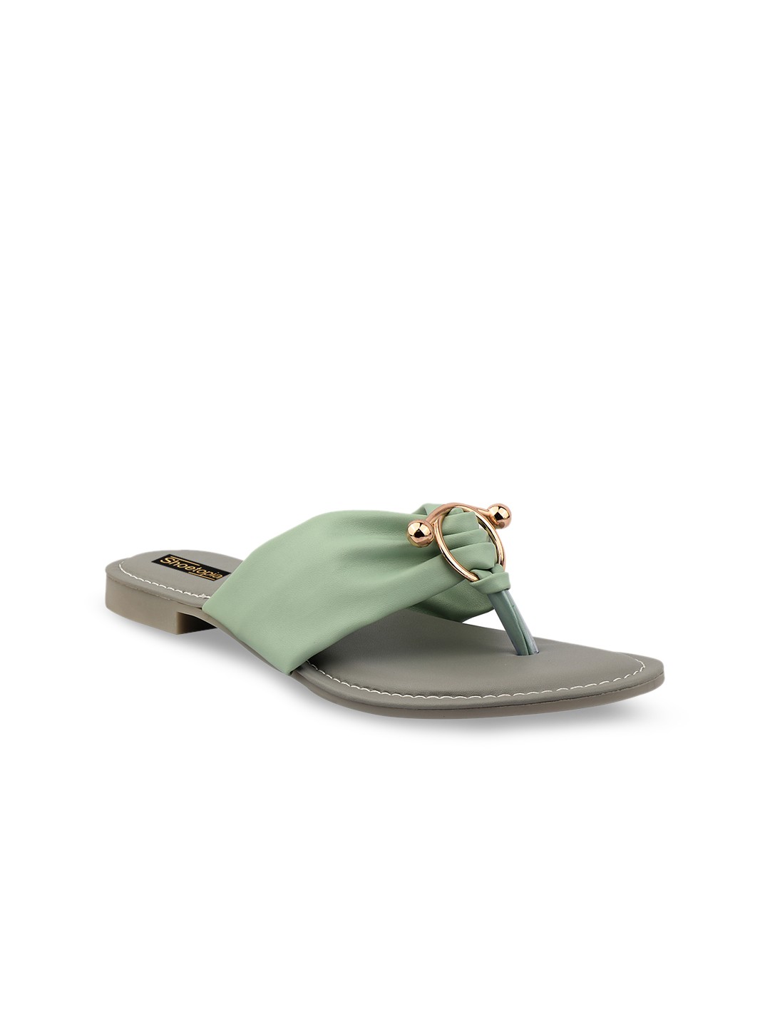 

Shoetopia Women Green Solid Open Toe Flats