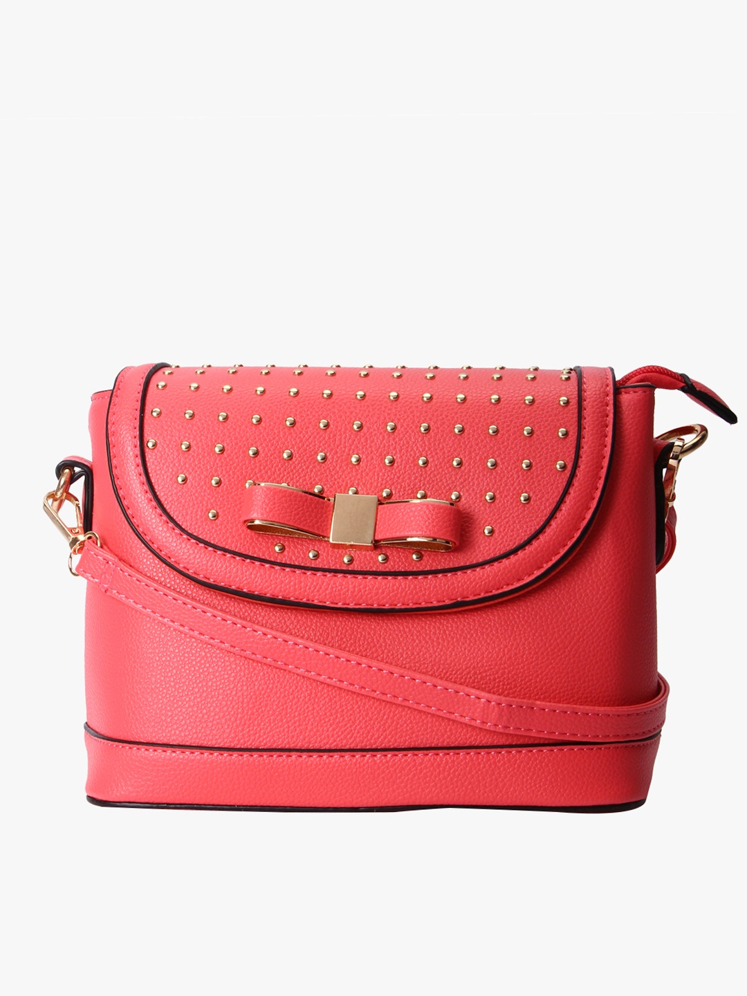 

KLEIO Peach-Coloured Embellished Sling Bag