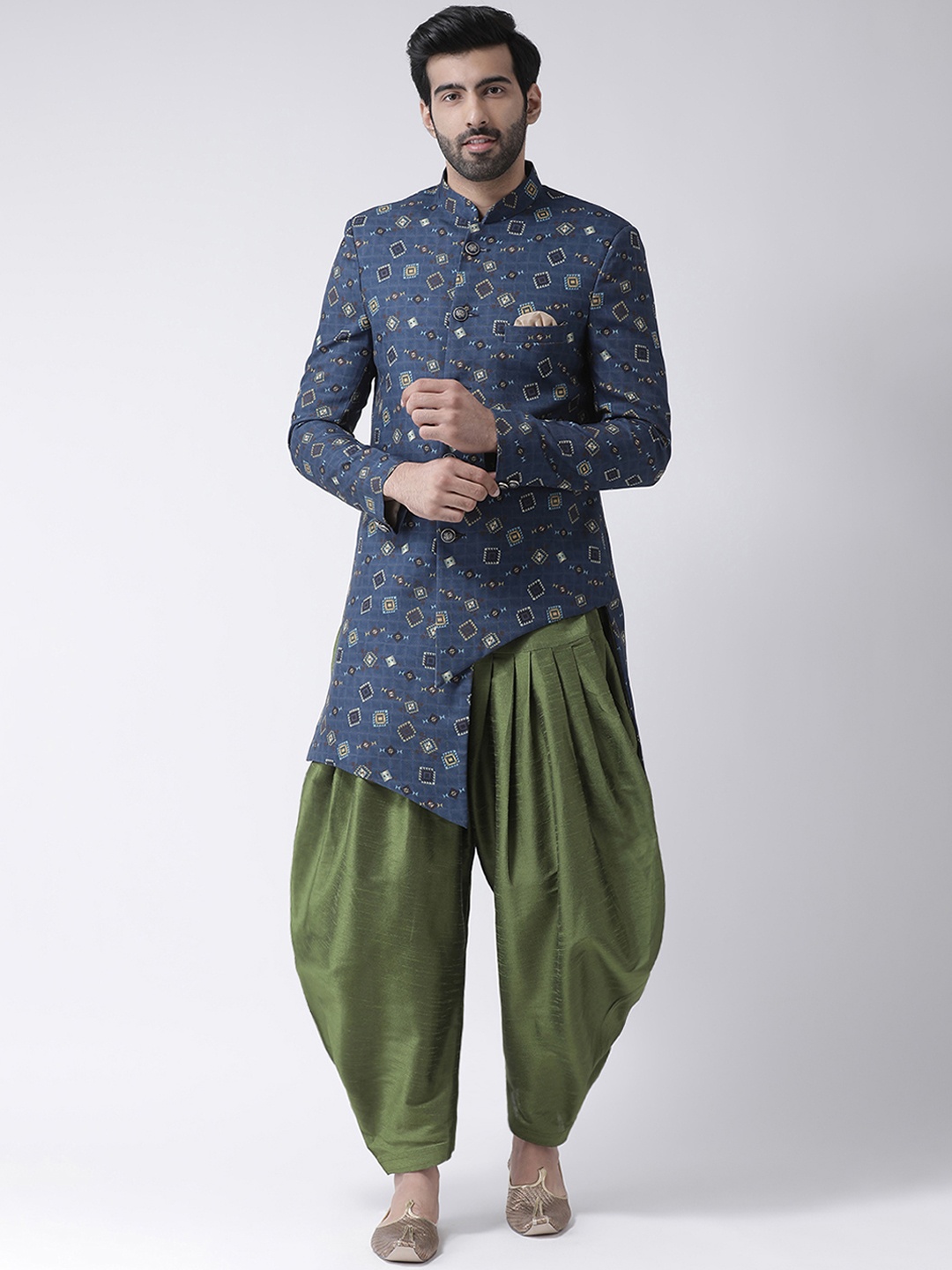 

Hangup Men Blue Printed Sherwani, Multi