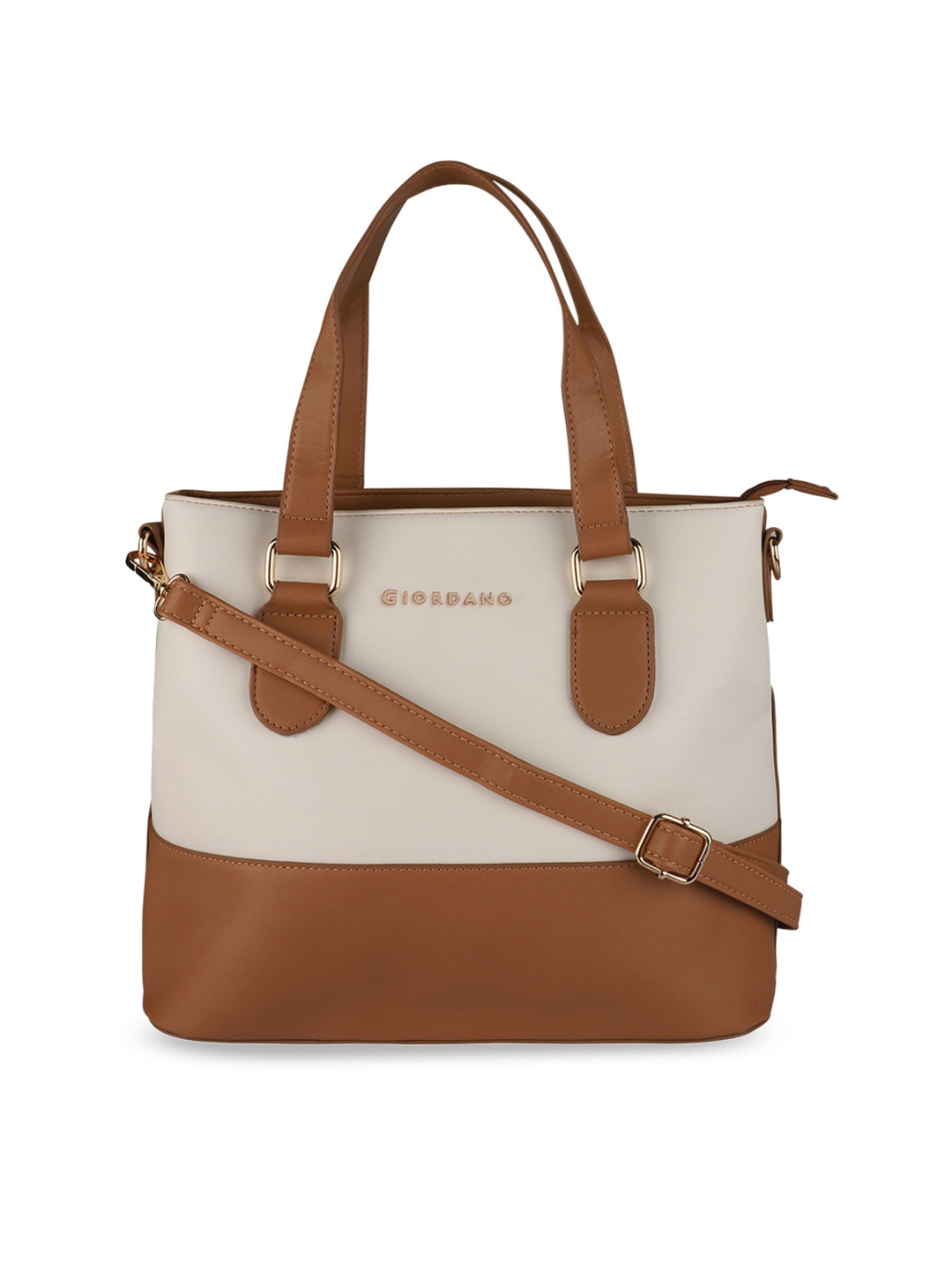 

GIORDANO Brown & Off-White Colourblocked Shoulder Bag