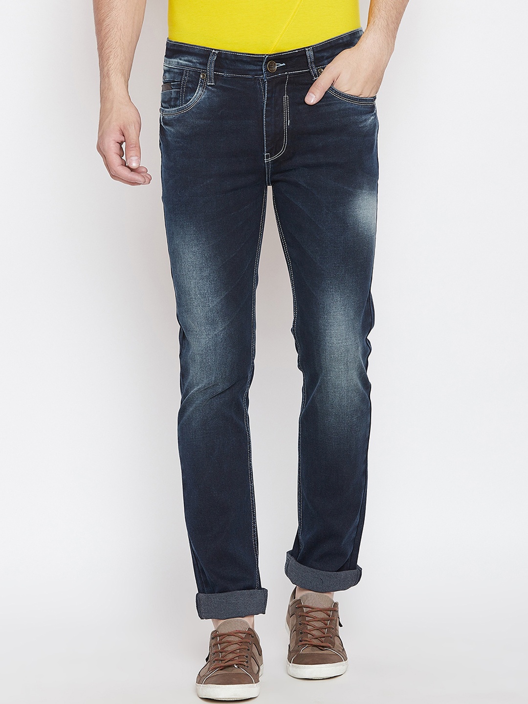 

Duke Men Slim Fit Mid-Rise Clean Look Stretchable Jeans, Blue