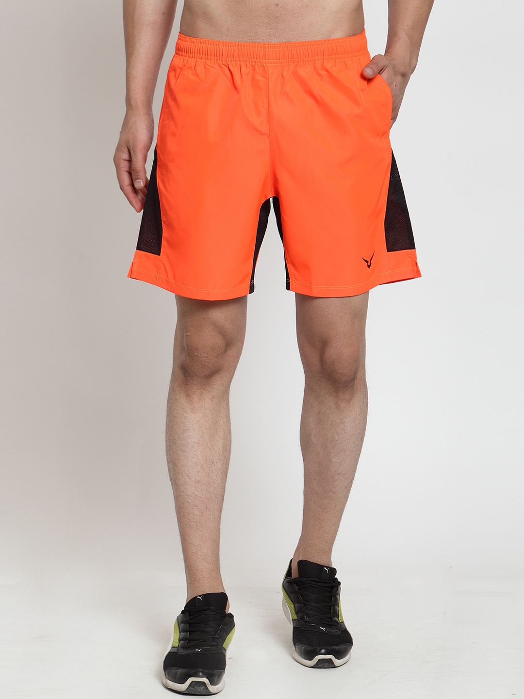 

Invincible Men Orange Solid Regular Fit Sports Shorts