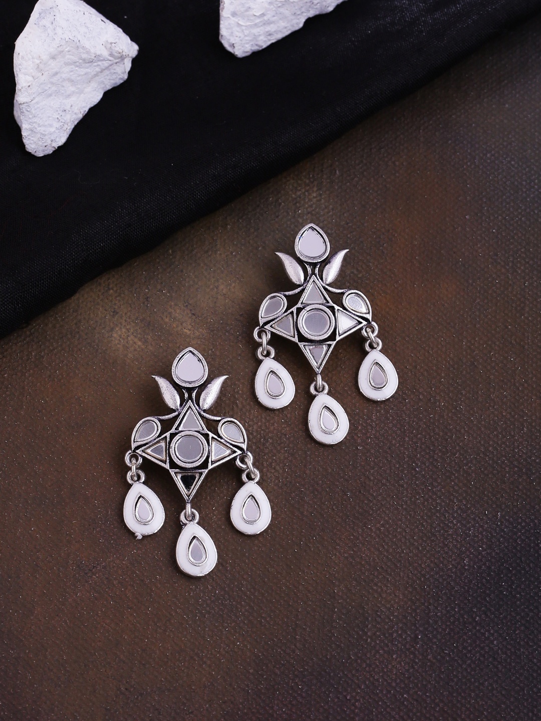 

Voylla Silver-Plated Classic Drop Earrings