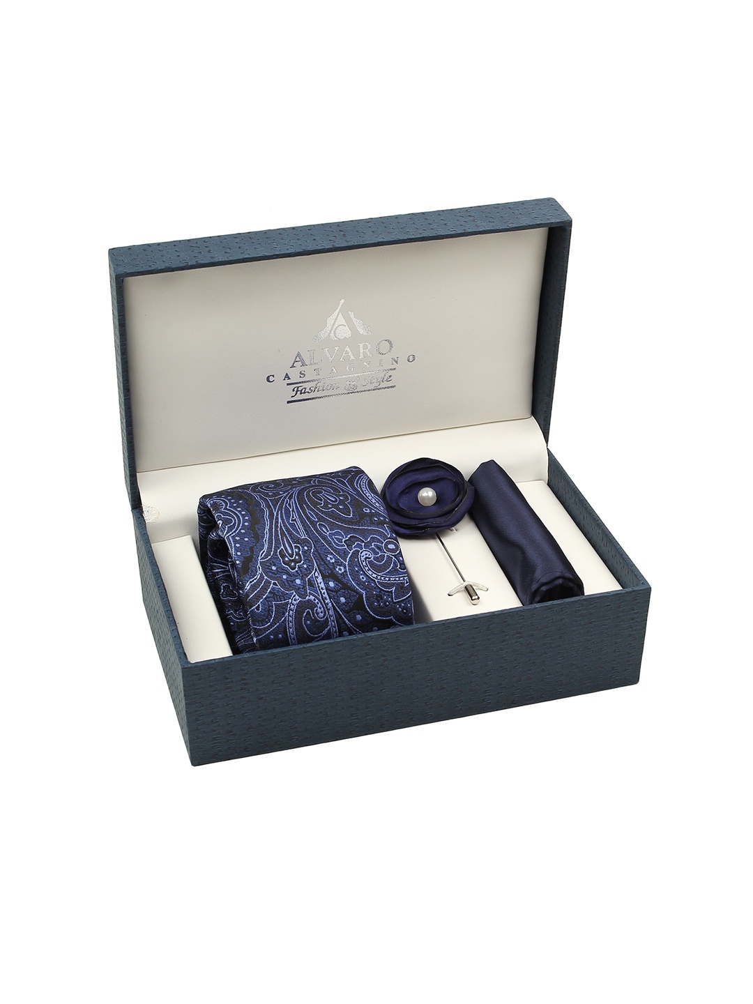 

Alvaro Castagnino Men Blue & Silver-Toned Accessory Gift Set