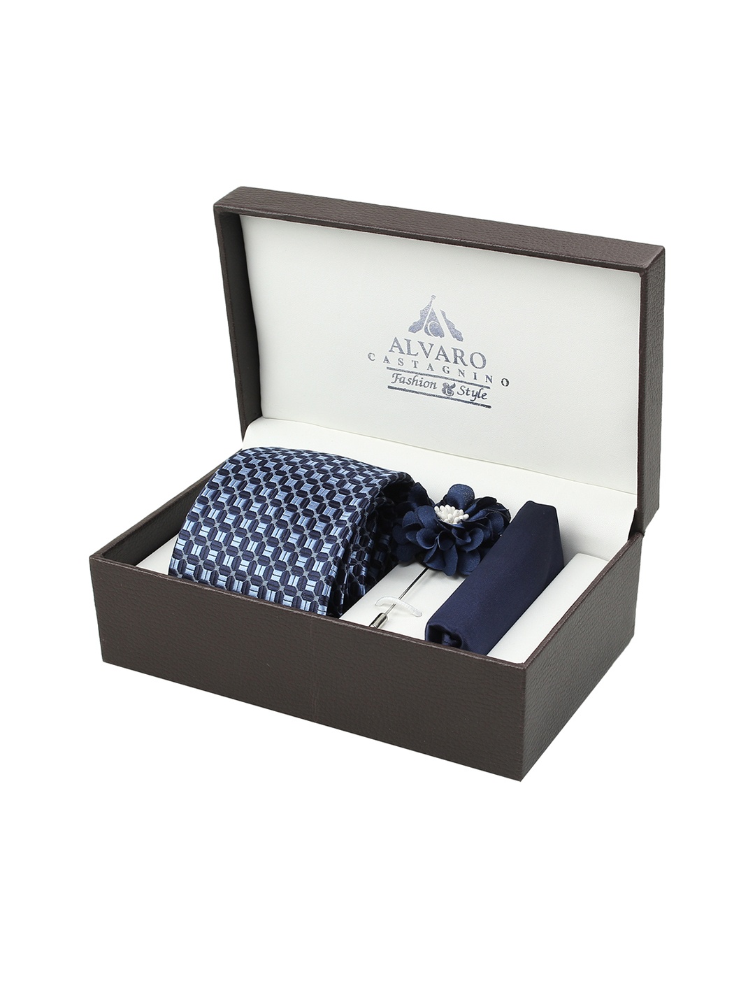 

Alvaro Castagnino Men Blue & Silver-Toned Accessory Gift Set