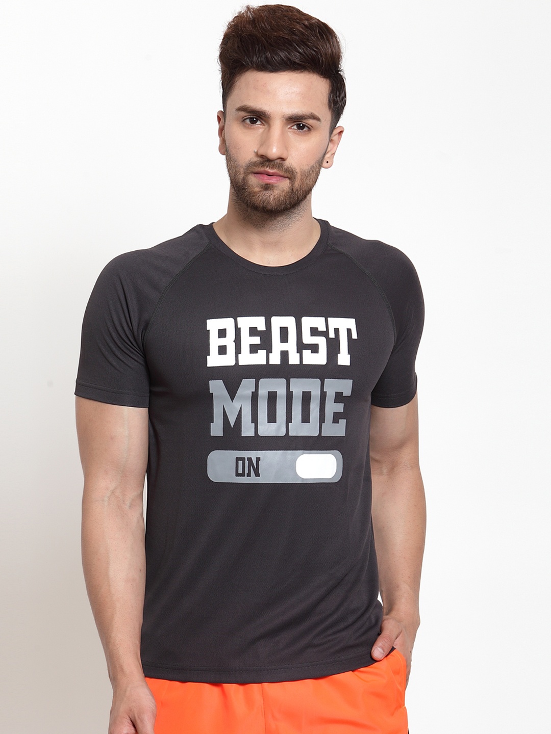 

Invincible Men Grey Printed Round Neck T-shirt