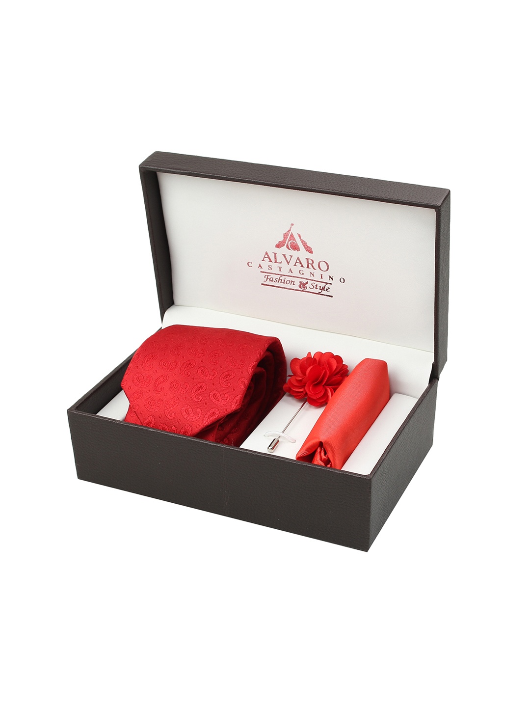 

Alvaro Castagnino Men Red & Silver-Toned Accessory Gift Set