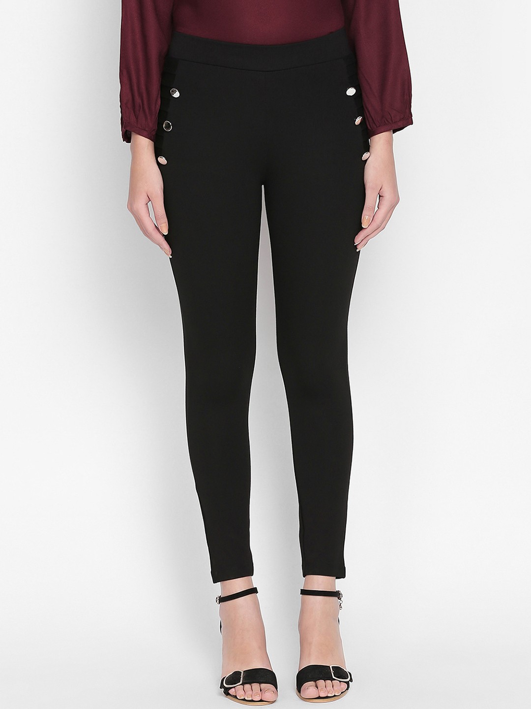 

Annabelle by Pantaloons Women Black Solid Skinny-Fit Treggings