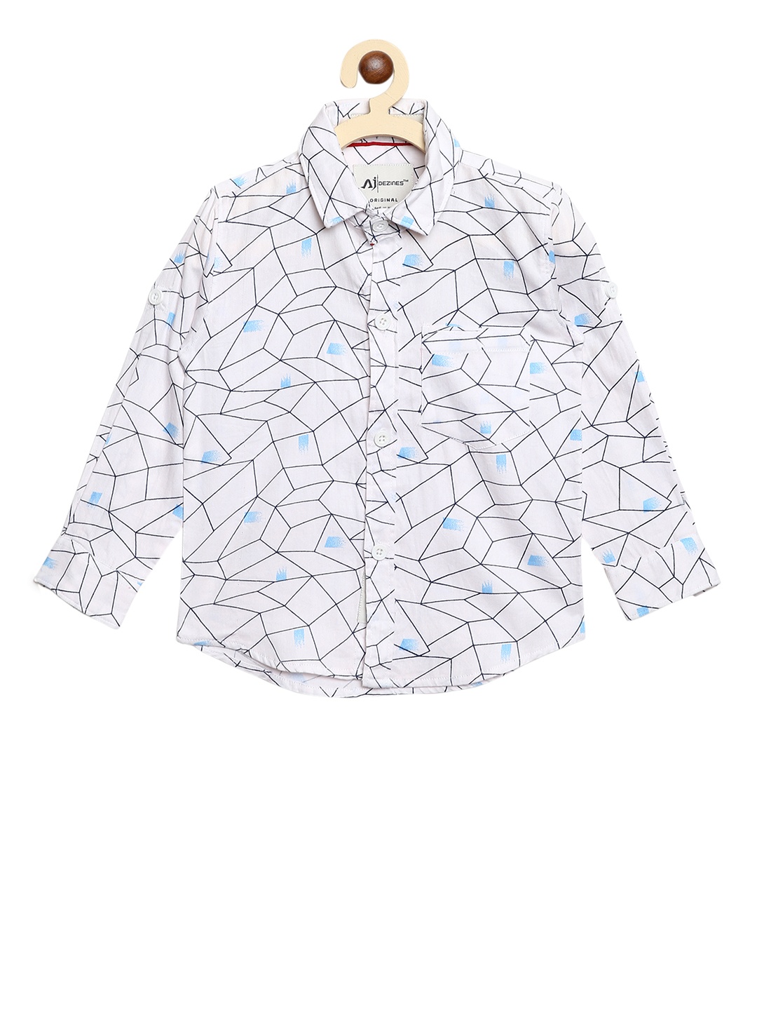 

Aj DEZInES Boys White & Black Regular Fit Printed Casual Shirt
