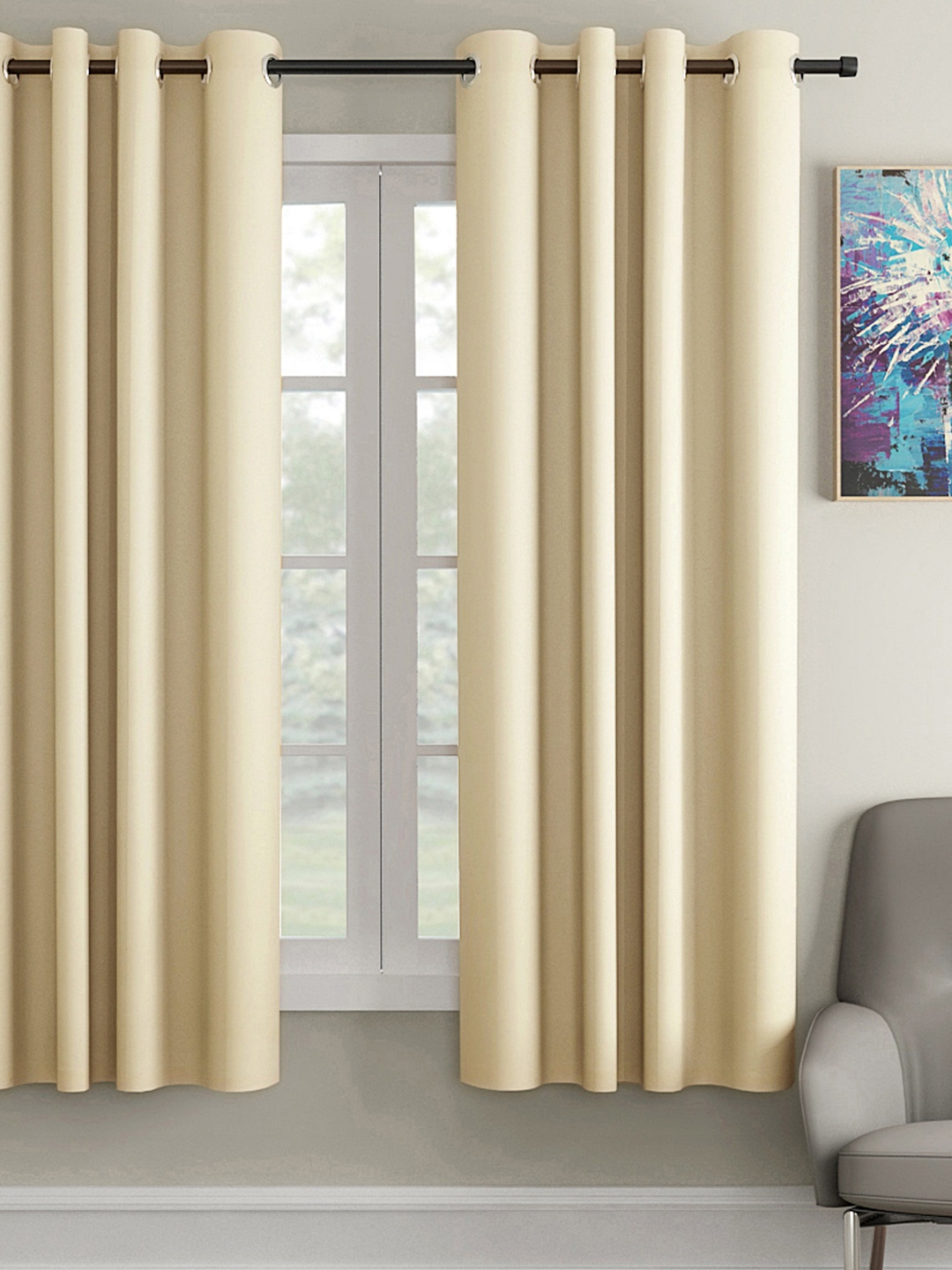 Soumya Cream-Coloured Single Window Curtain