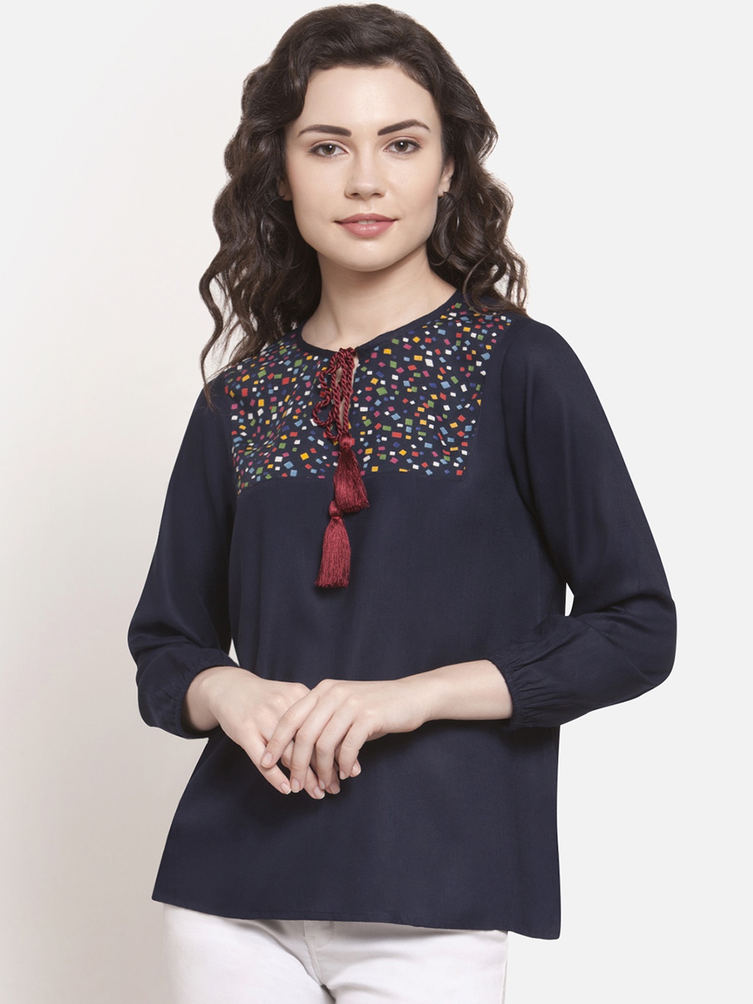 

Martini Women Navy Blue Printed Top