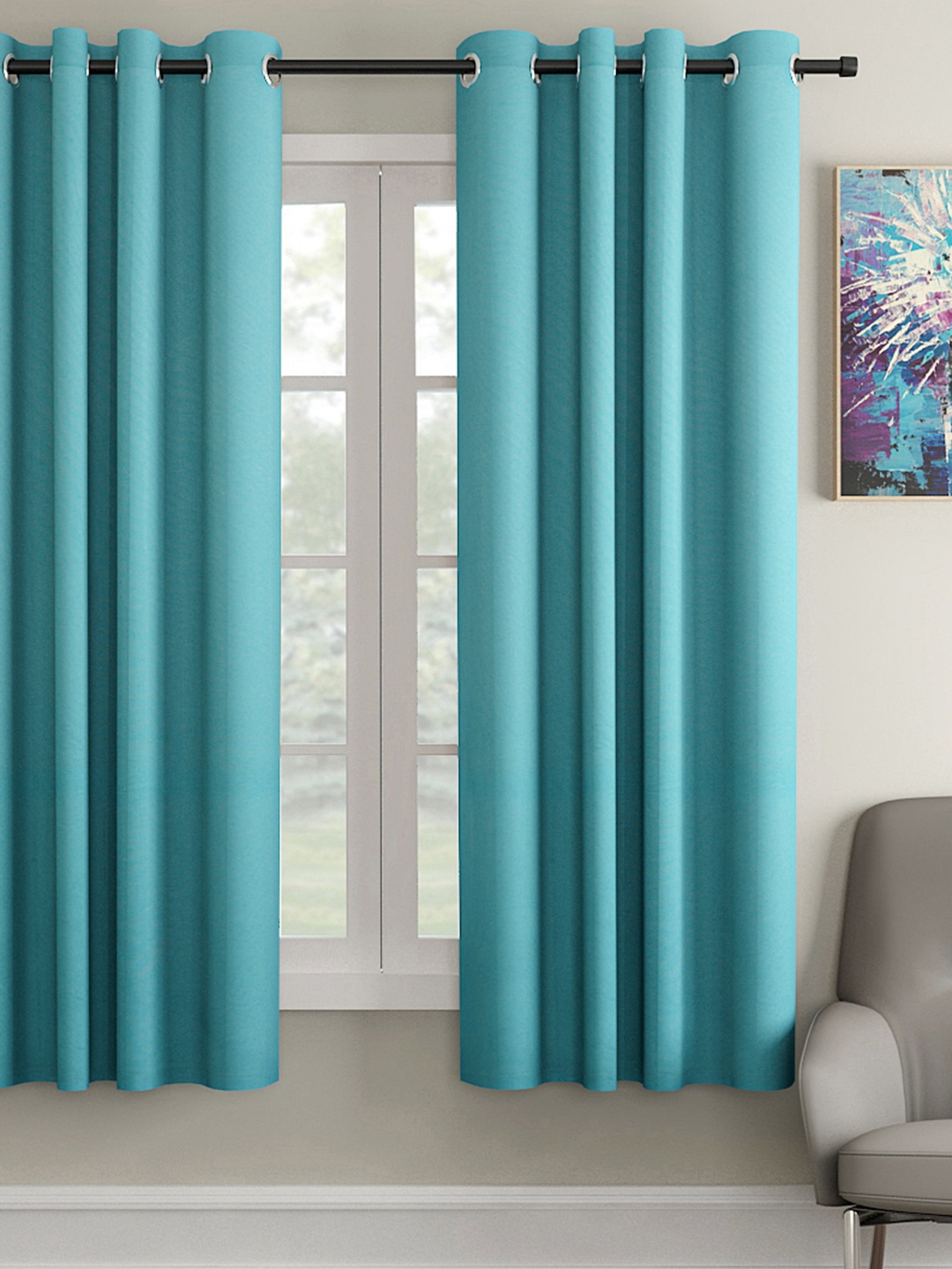 

Soumya Blue Single Window Curtain