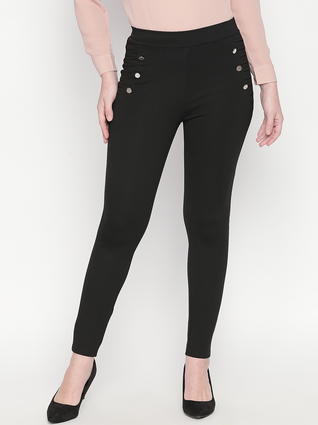 

Annabelle by Pantaloons Women Black Solid Skinny-Fit Treggings