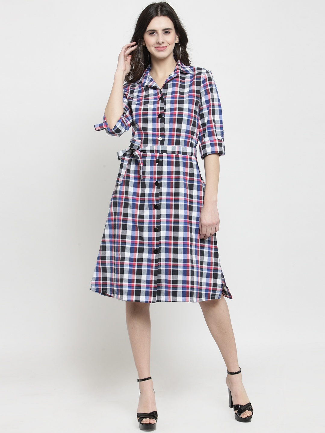 

Purple State Women Blue & White Shirt Dress