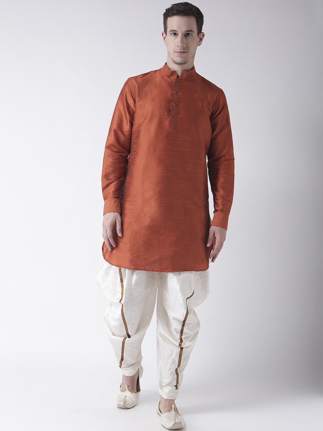 

DEYANN Men Rust & Off-White Solid Kurta with Patiala
