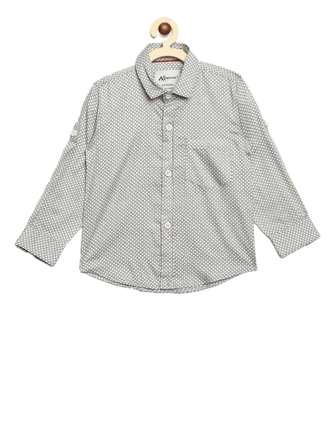

Aj DEZInES Boys Off-White & Blue Regular Fit Printed Casual Shirt