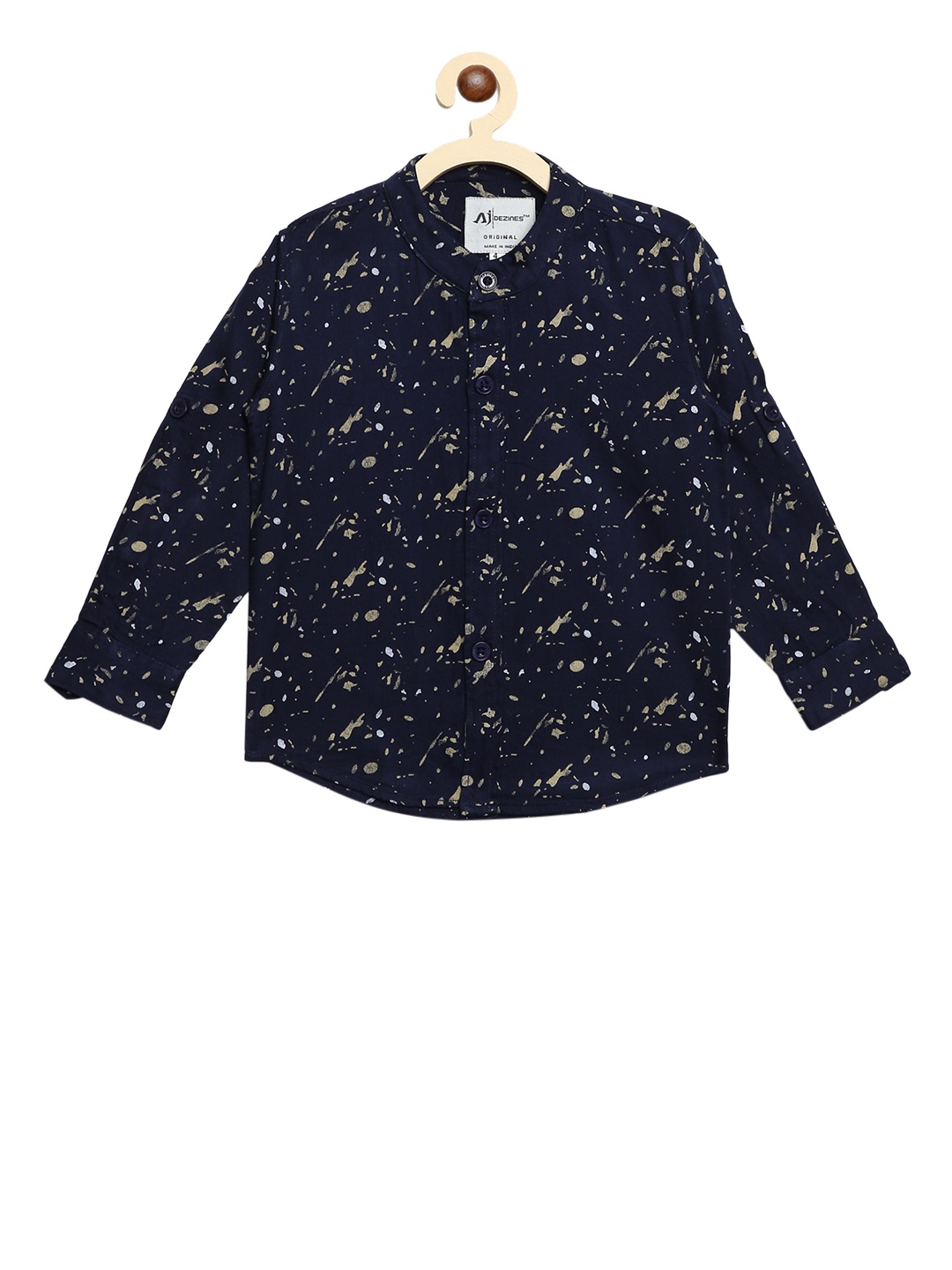 

Aj DEZInES Boys Blue Regular Fit Printed Casual Shirt