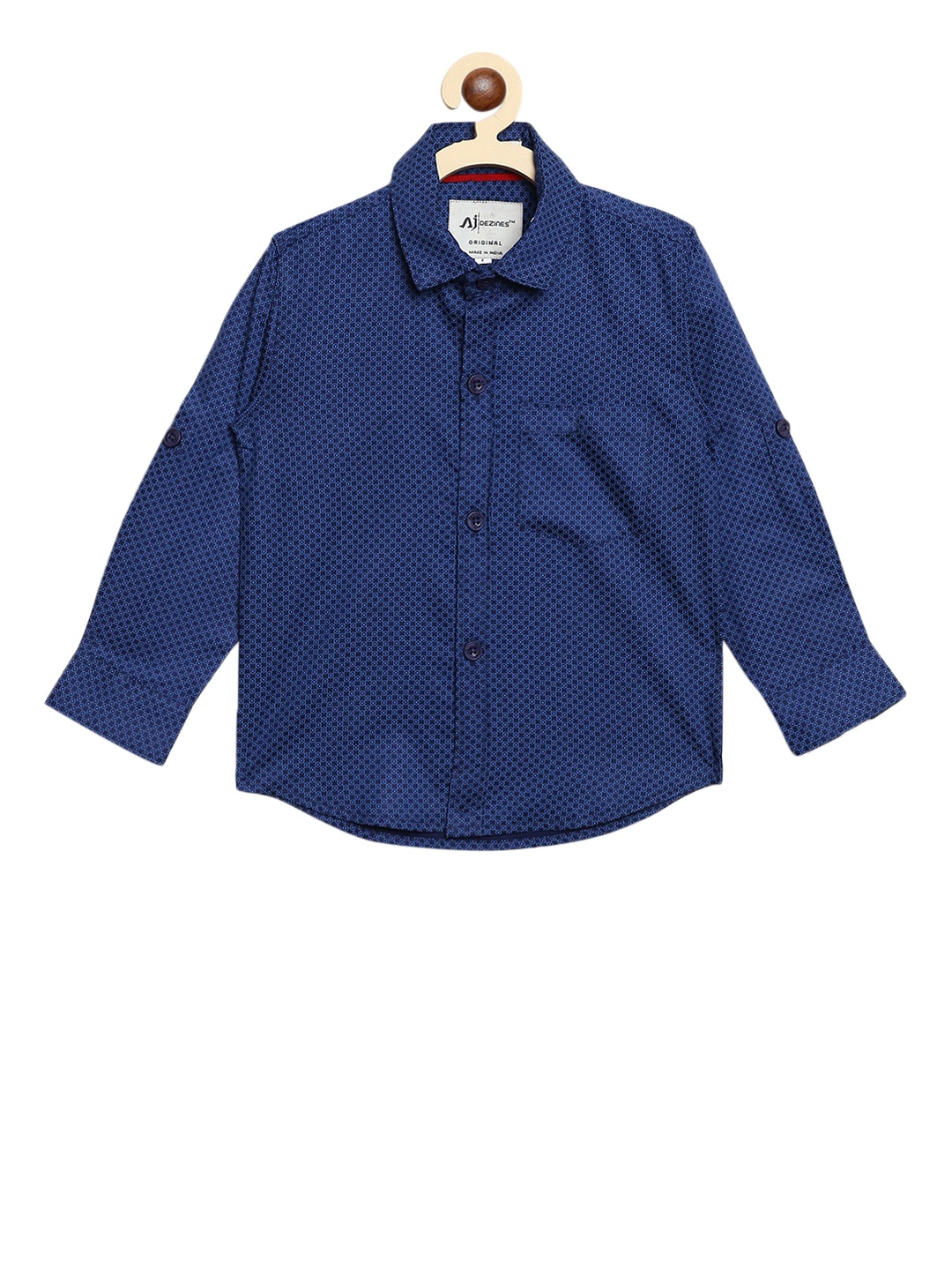 Aj DEZInES Boys Blue Regular Fit Printed Casual Shirt