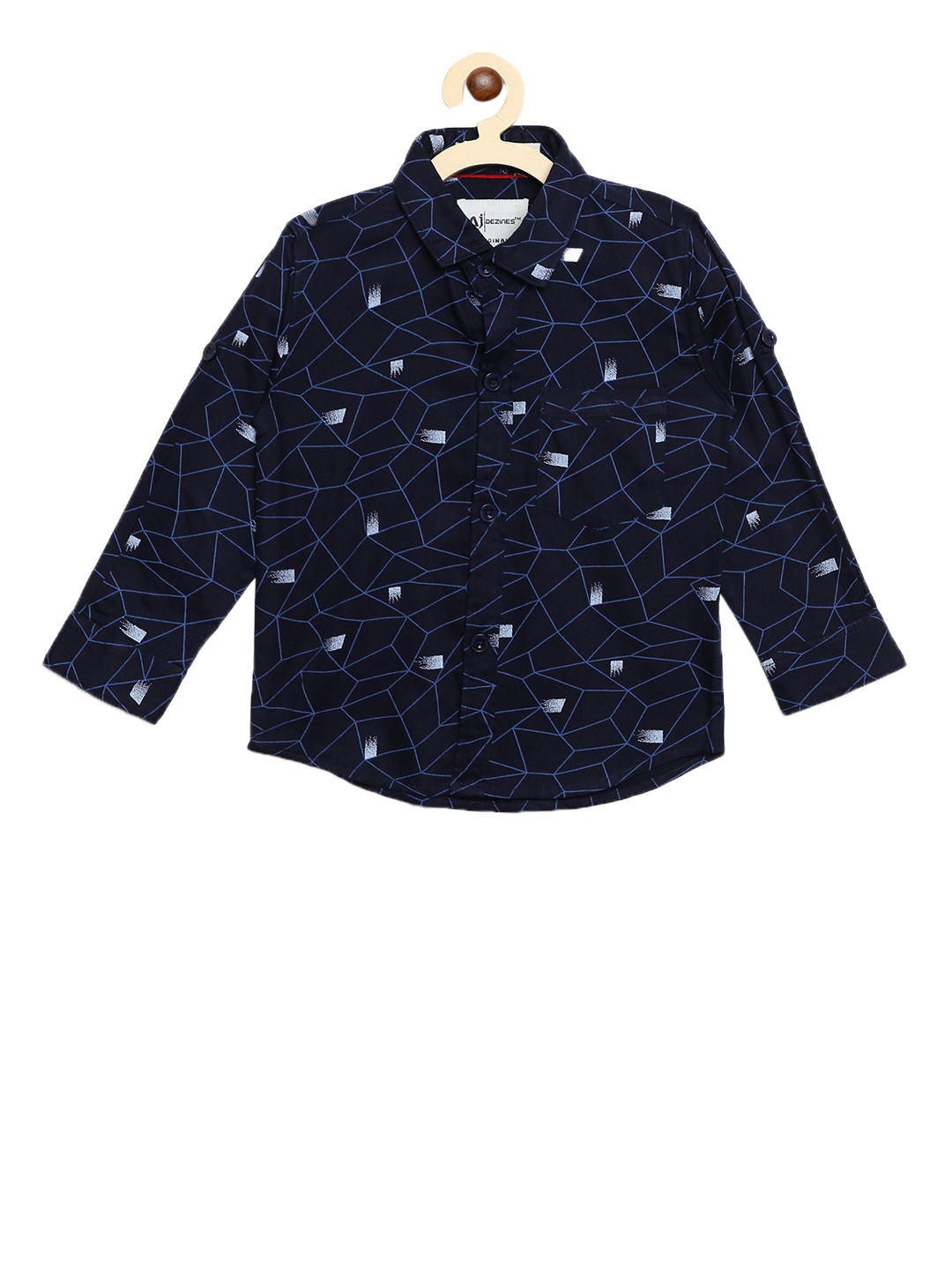 

Aj DEZInES Boys Blue Regular Fit Printed Casual Shirt