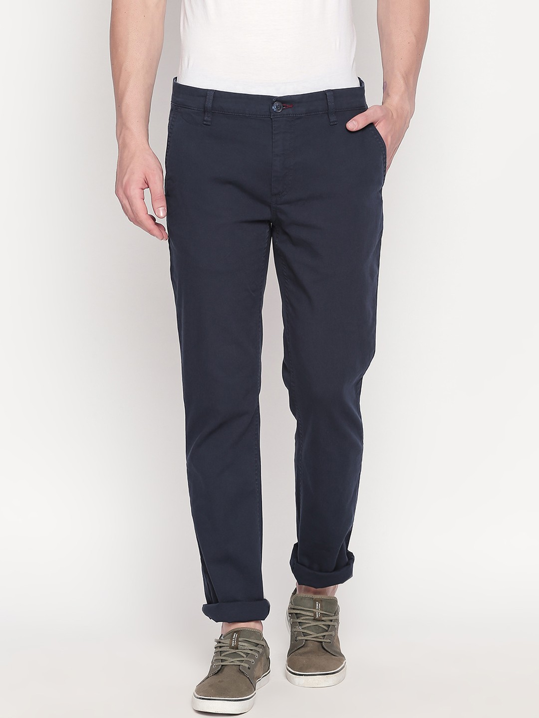 

Urban Ranger by pantaloons Men Navy Blue Slim Fit Solid Chinos
