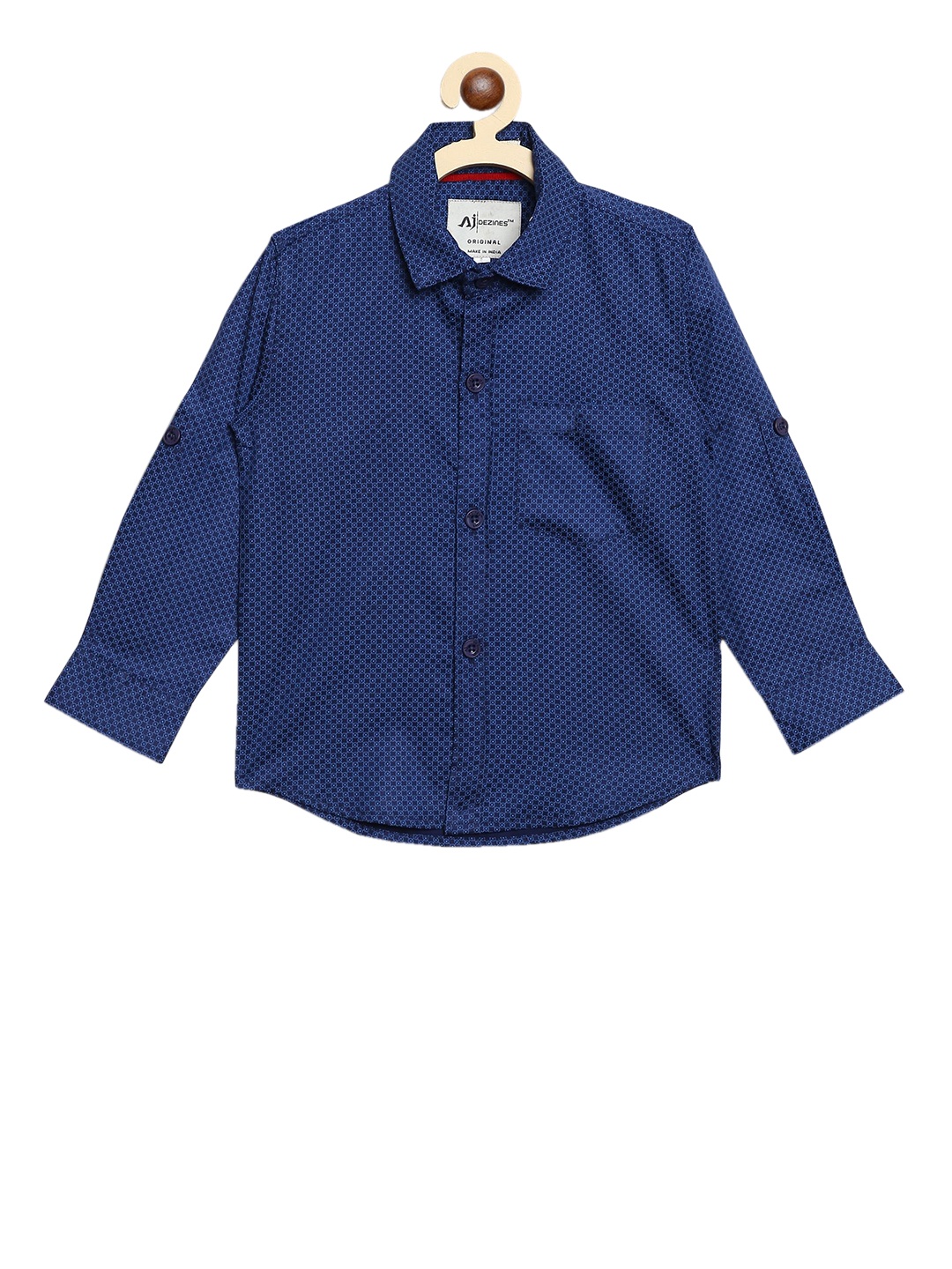 

Aj DEZInES Boys Blue Regular Fit Printed Casual Shirt