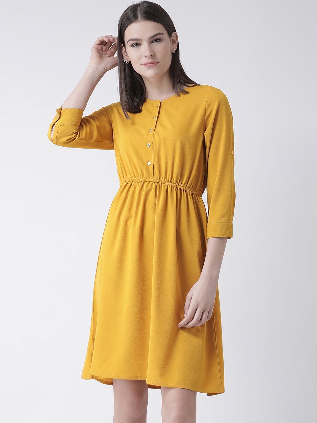 

MsFQ Women Mustard Fit and Flare Dress
