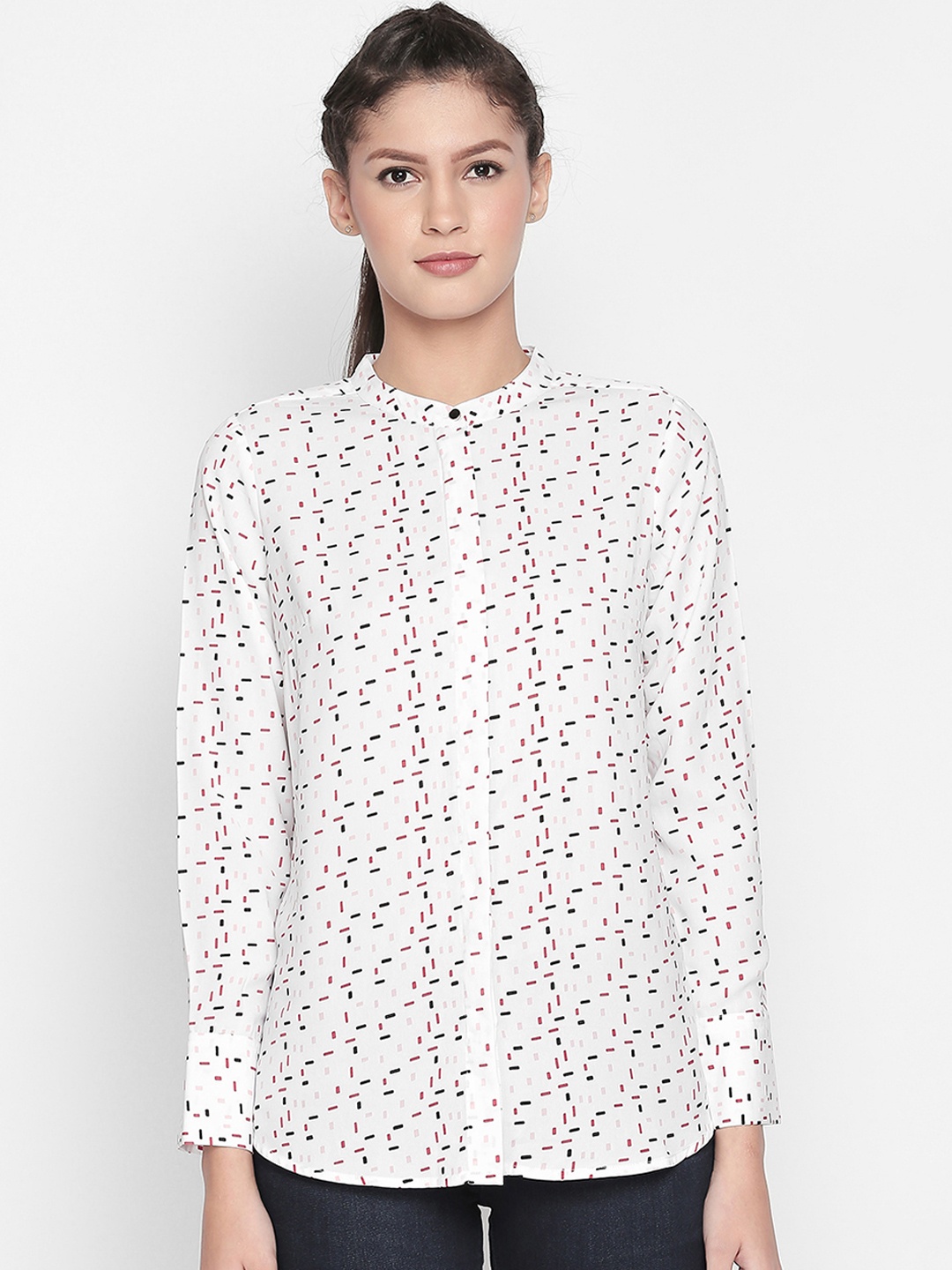

Printed Full Sleeved Tunic, White